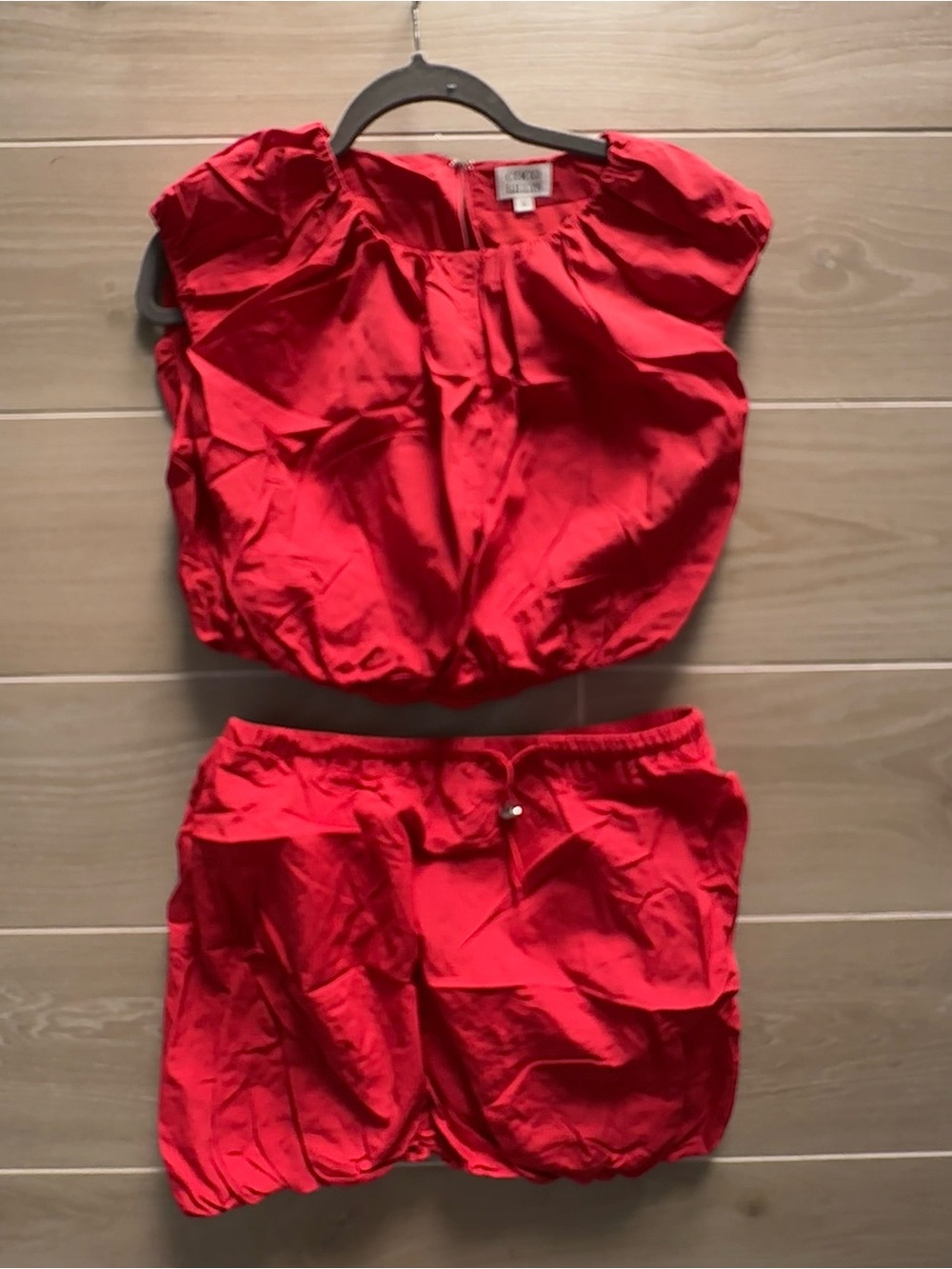 Cynthia Rowley Red Two-Piece Crop Top and Skirt Set